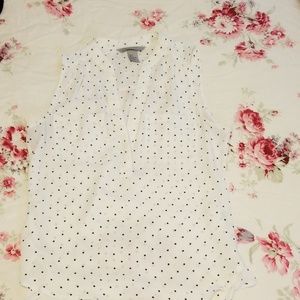 H&M White with Black Dots Button Blouse